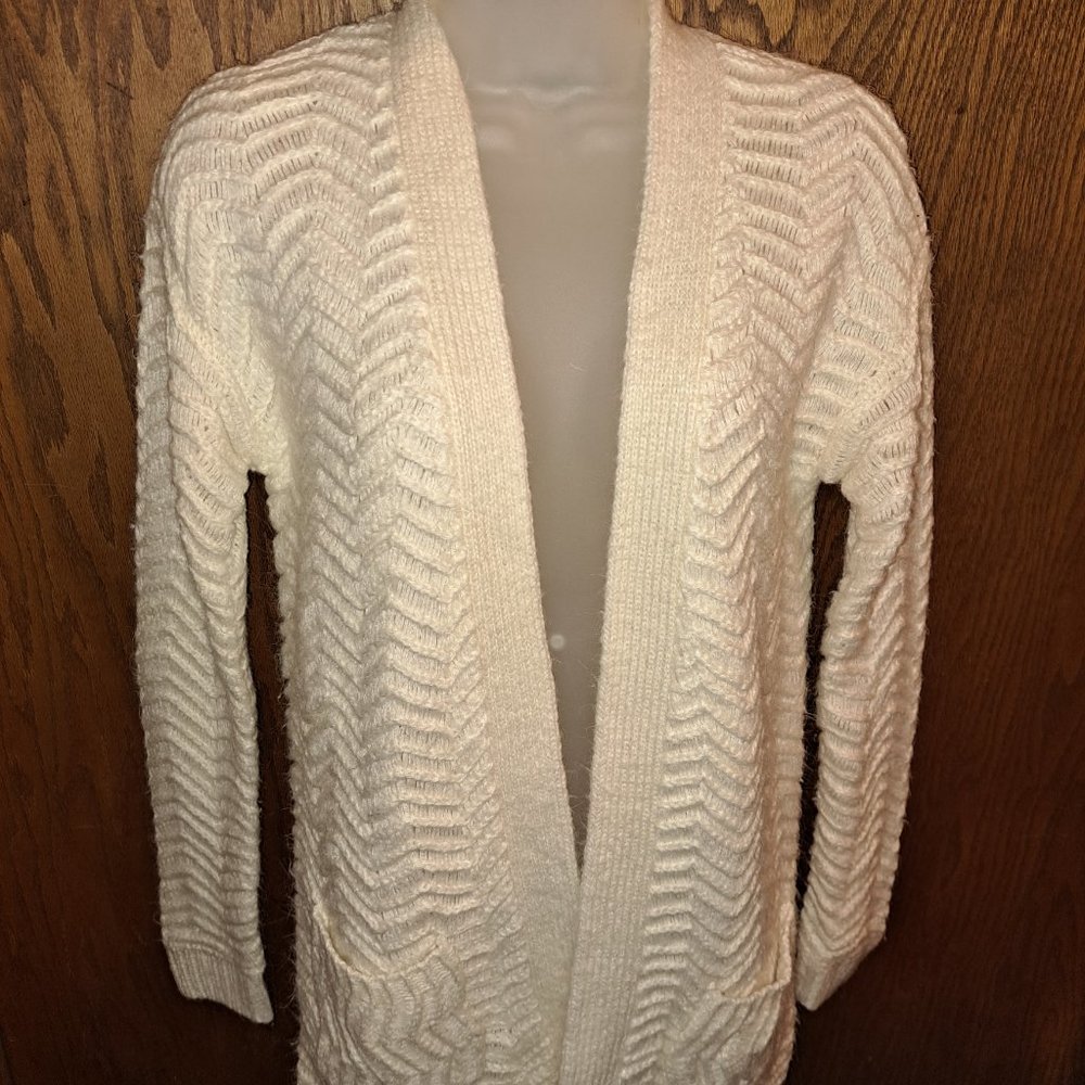 Massimo White Open Sweater With Pockets size Medium - Picture 2 of 7
